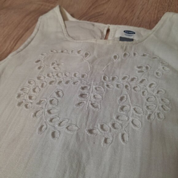 Old Navy Short White Cotton Eyelet Dress Size M Cotton Lined A-Line - Picture 7 of 14